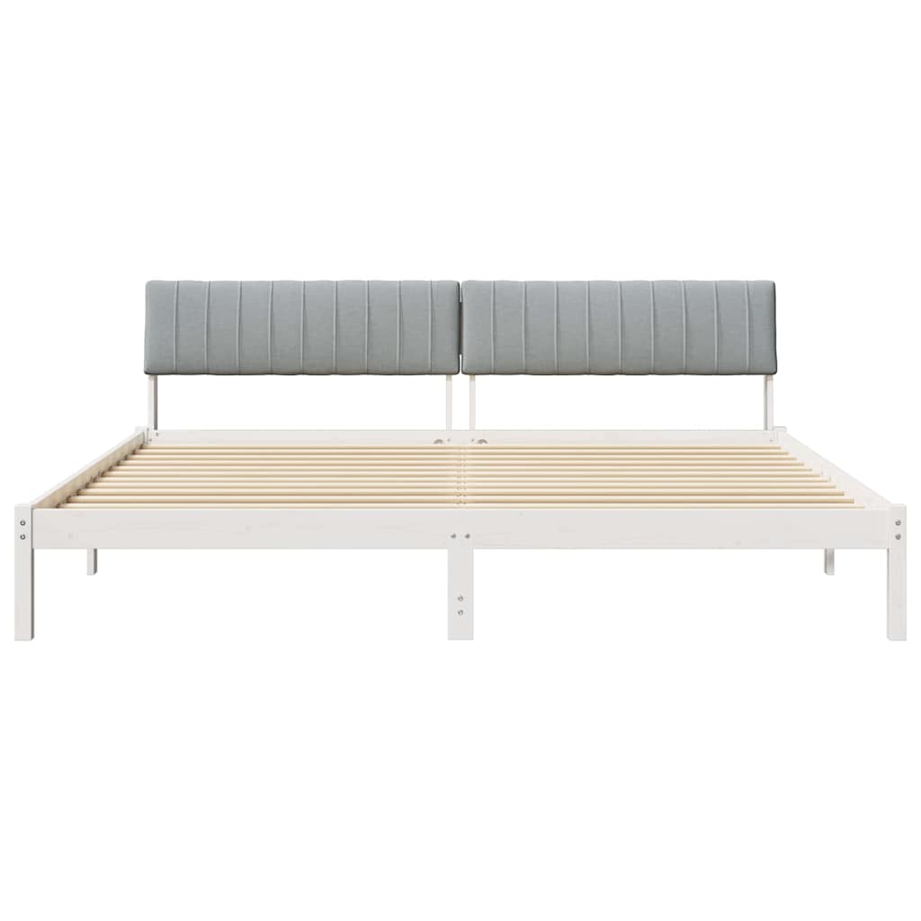 vidaXL Rama łóżka Biały i jasnoszary 200 x 200 cm Lite drewno sosnowe