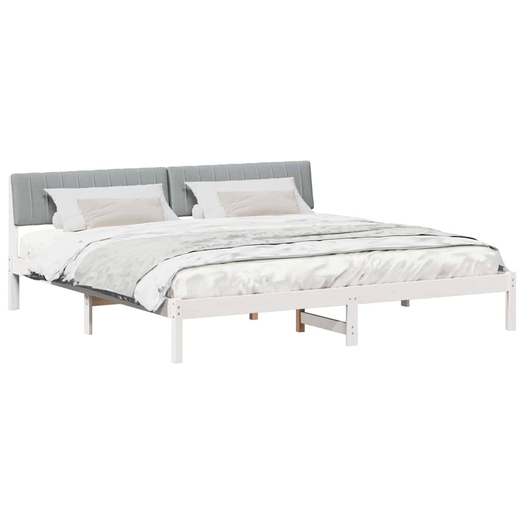 vidaXL Rama łóżka Biały i jasnoszary 200 x 200 cm Lite drewno sosnowe