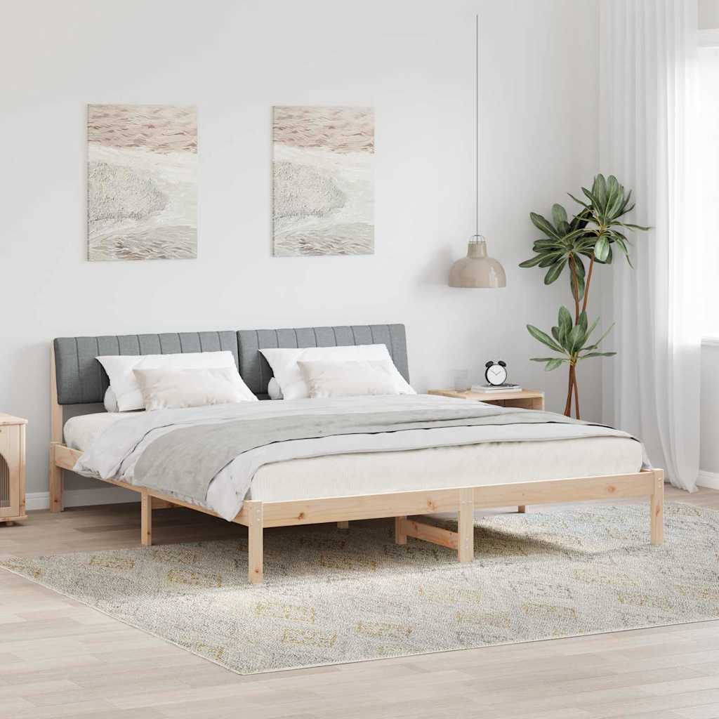 vidaXL Rama łóżka Z zagłówkiem Brązowy i jasnoszary 180 x 200 cm