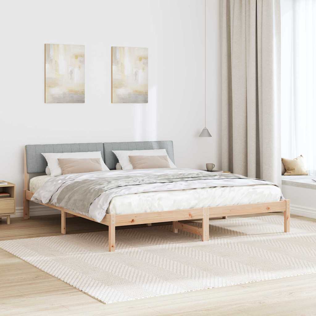 vidaXL Rama łóżka Z zagłówkiem Brązowy i jasnoszary 180 x 200 cm