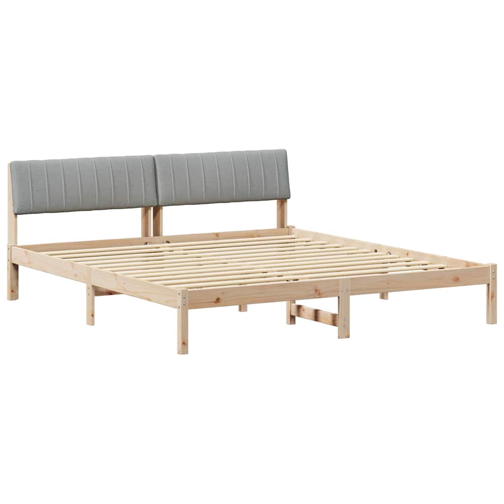 vidaXL Rama łóżka Z zagłówkiem Brązowy i jasnoszary 180 x 200 cm