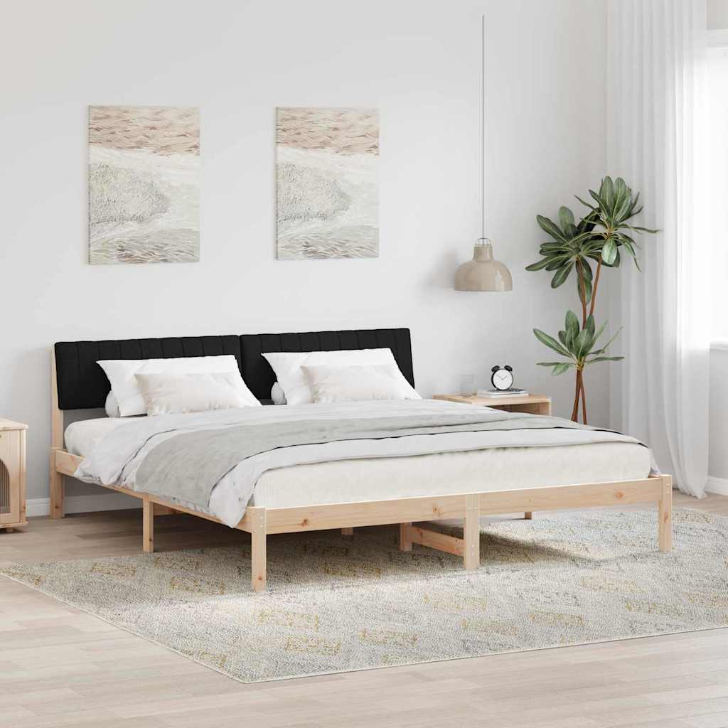 vidaXL Rama łóżka brązowo-czarny 180 x 200 cm Lite drewno sosnowe