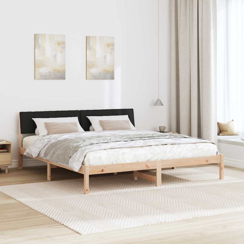vidaXL Rama łóżka brązowo-czarny 180 x 200 cm Lite drewno sosnowe