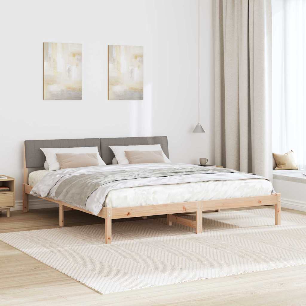 vidaXL Rama łóżka Brązowy i taupe 180 x 200 cm Lite drewno sosnowe