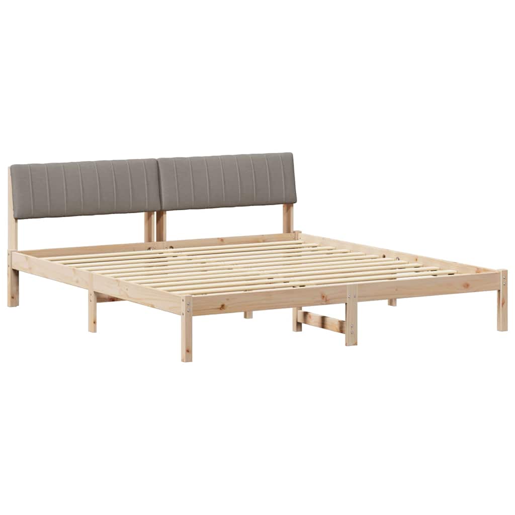 vidaXL Rama łóżka Brązowy i taupe 180 x 200 cm Lite drewno sosnowe