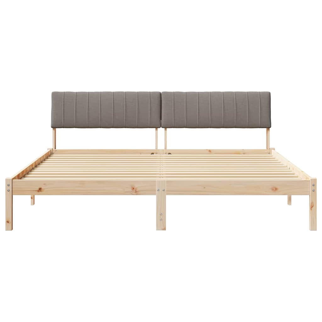 vidaXL Rama łóżka Brązowy i taupe 180 x 200 cm Lite drewno sosnowe