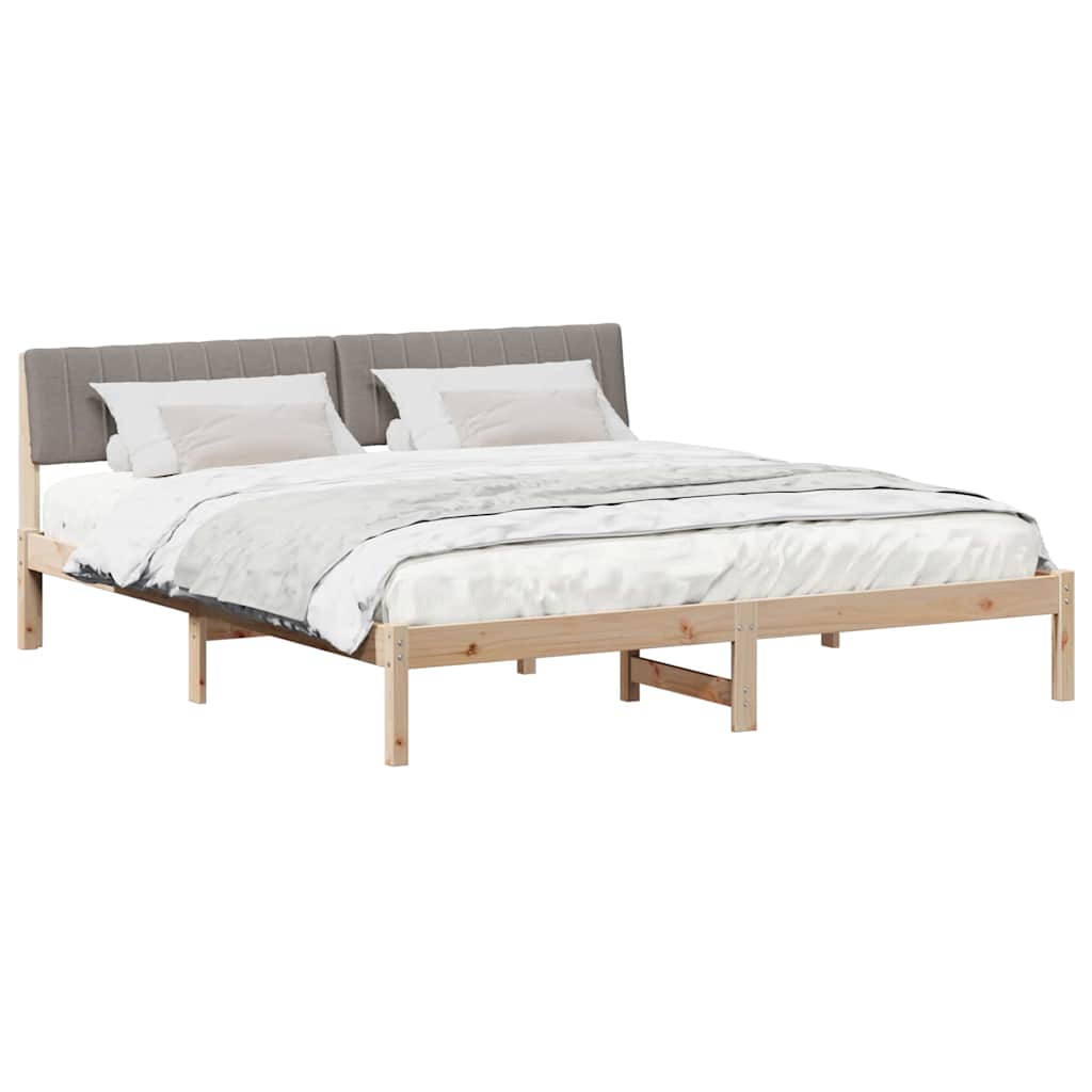 vidaXL Rama łóżka Brązowy i taupe 180 x 200 cm Lite drewno sosnowe