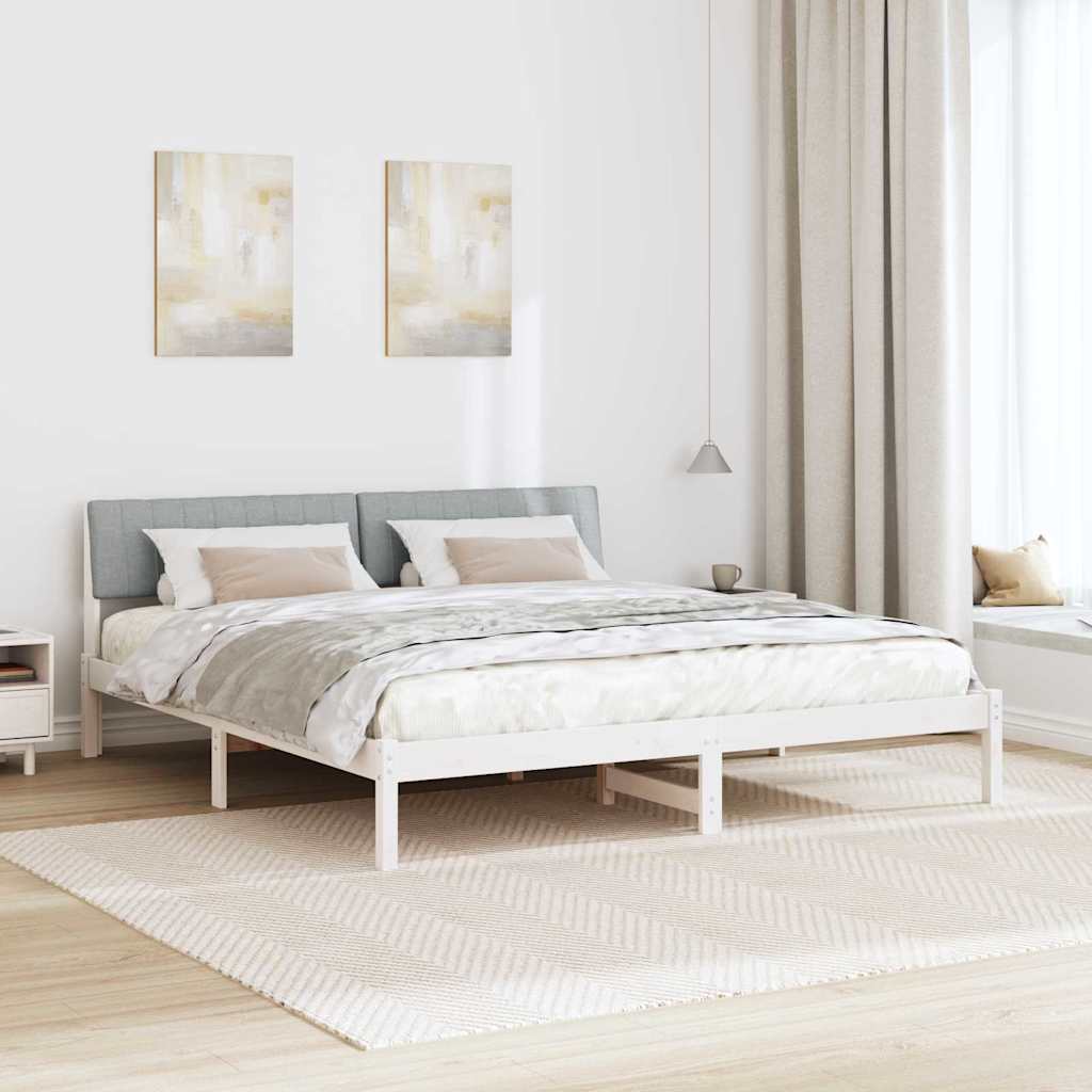 vidaXL Rama łóżka Biały i jasnoszary 180 x 200 cm Lite drewno sosnowe