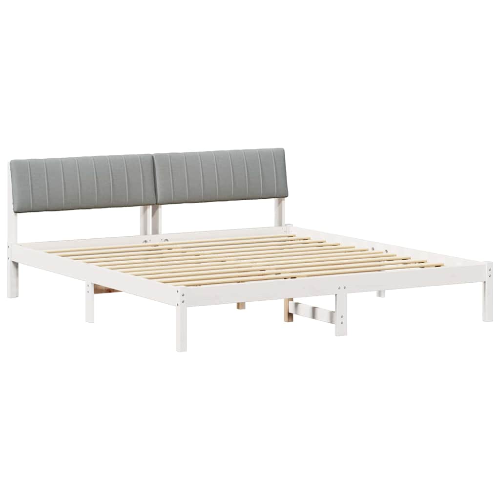 vidaXL Rama łóżka Biały i jasnoszary 180 x 200 cm Lite drewno sosnowe