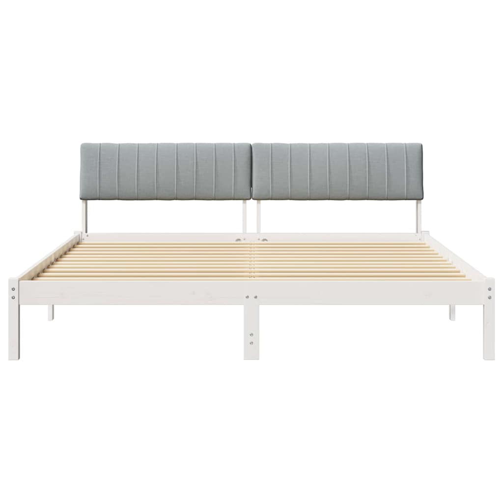 vidaXL Rama łóżka Biały i jasnoszary 180 x 200 cm Lite drewno sosnowe