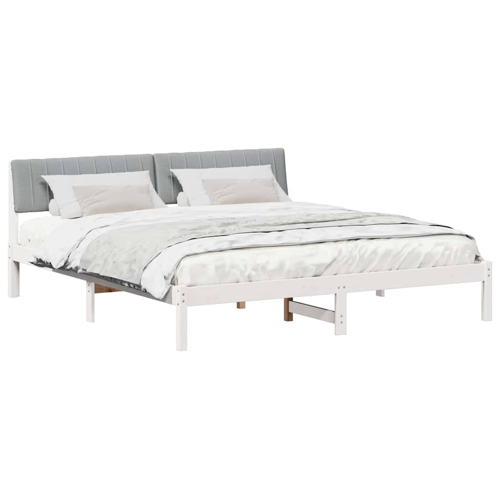 vidaXL Rama łóżka Biały i jasnoszary 180 x 200 cm Lite drewno sosnowe