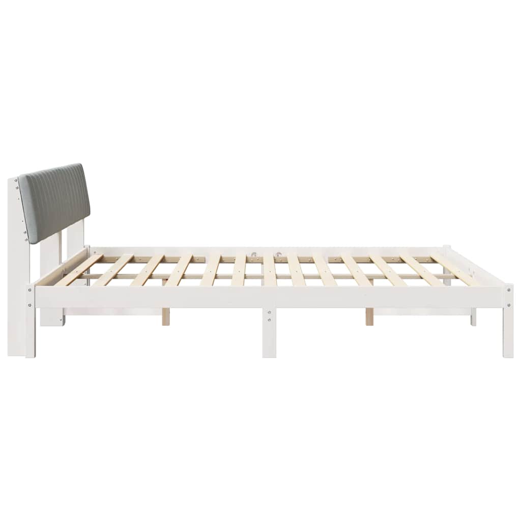 vidaXL Rama łóżka Biały i jasnoszary 180 x 200 cm Lite drewno sosnowe