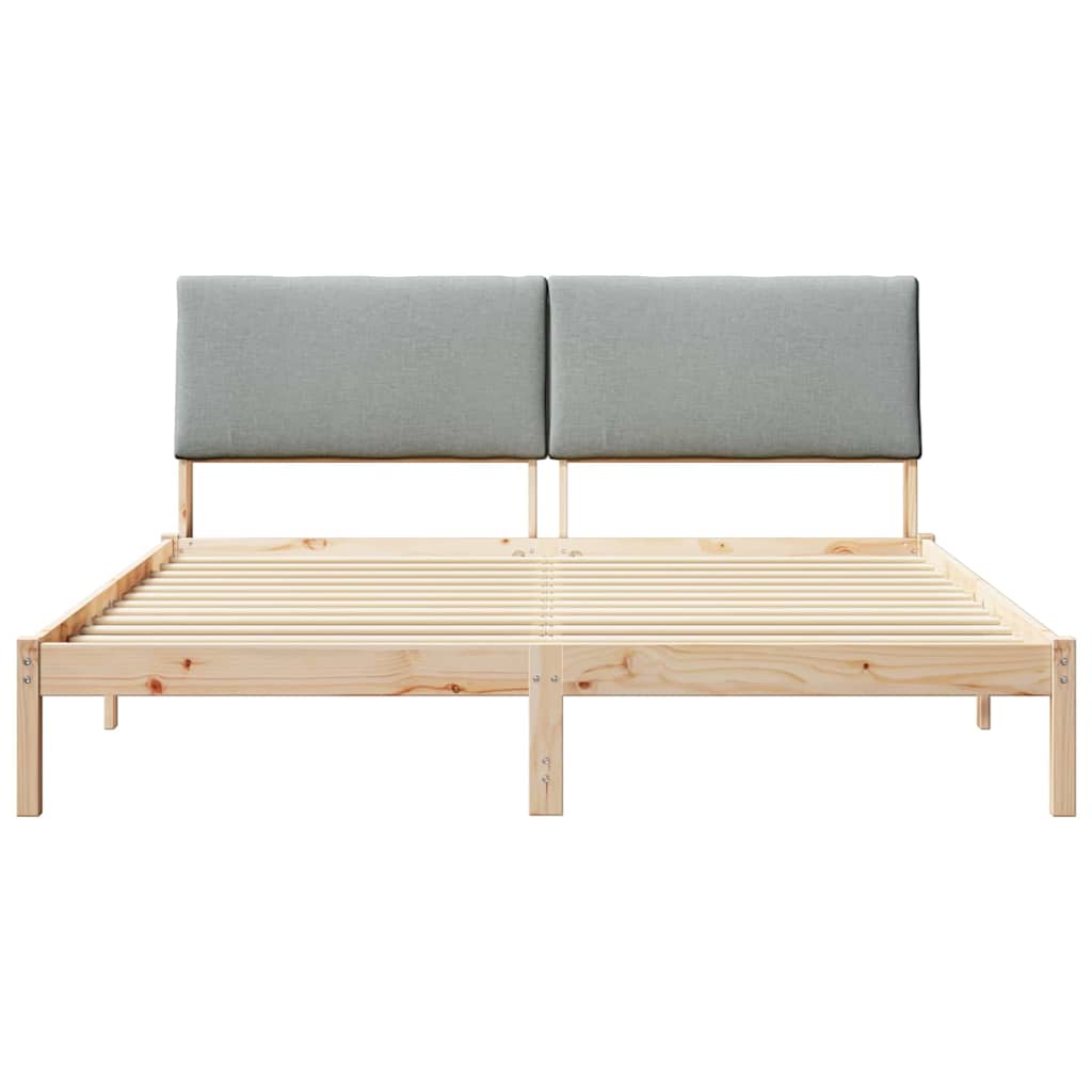 vidaXL Rama łóżka Z zagłówkiem Brązowy i jasnoszary 200 x 200 cm