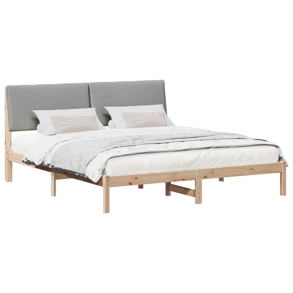 vidaXL Rama łóżka Z zagłówkiem Brązowy i jasnoszary 200 x 200 cm