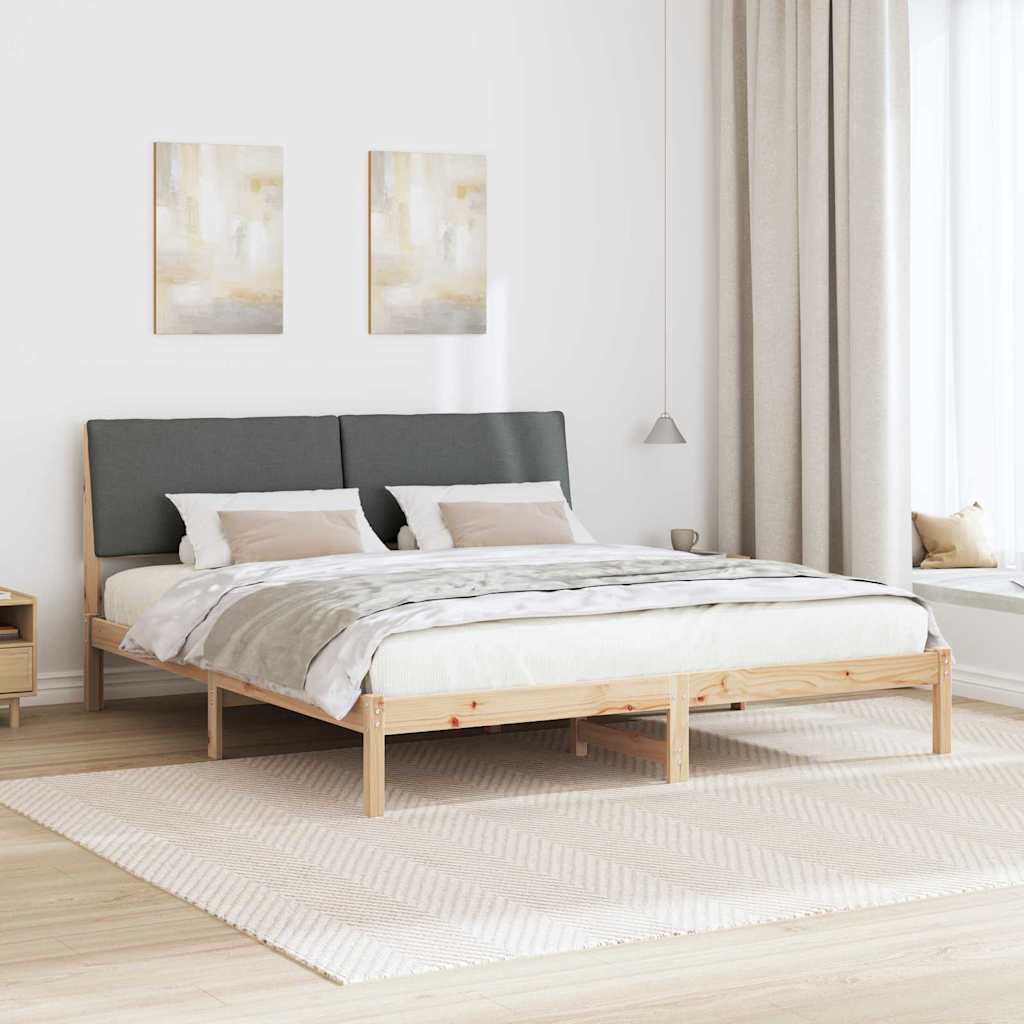 vidaXL Rama łóżka Z zagłówkiem brązowy i ciemnoszary 200 x 200 cm
