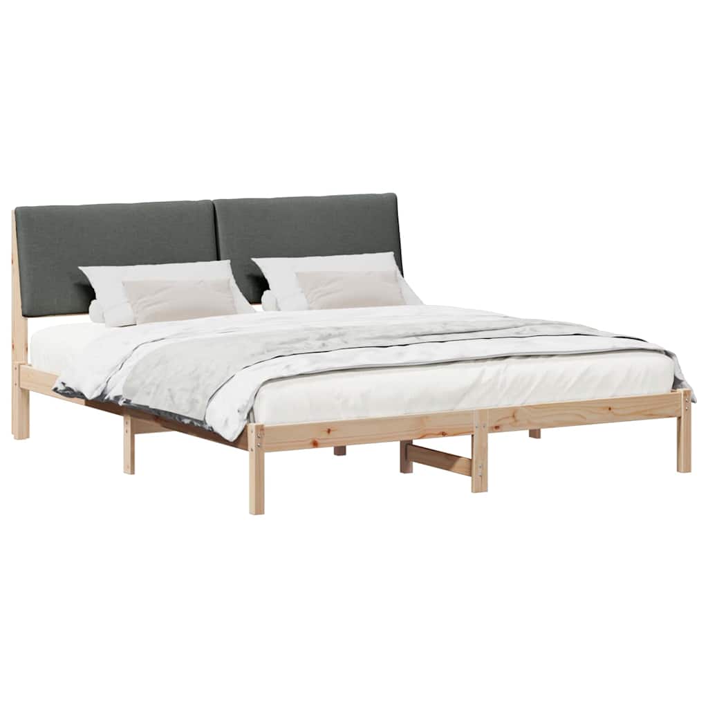 vidaXL Rama łóżka Z zagłówkiem brązowy i ciemnoszary 200 x 200 cm