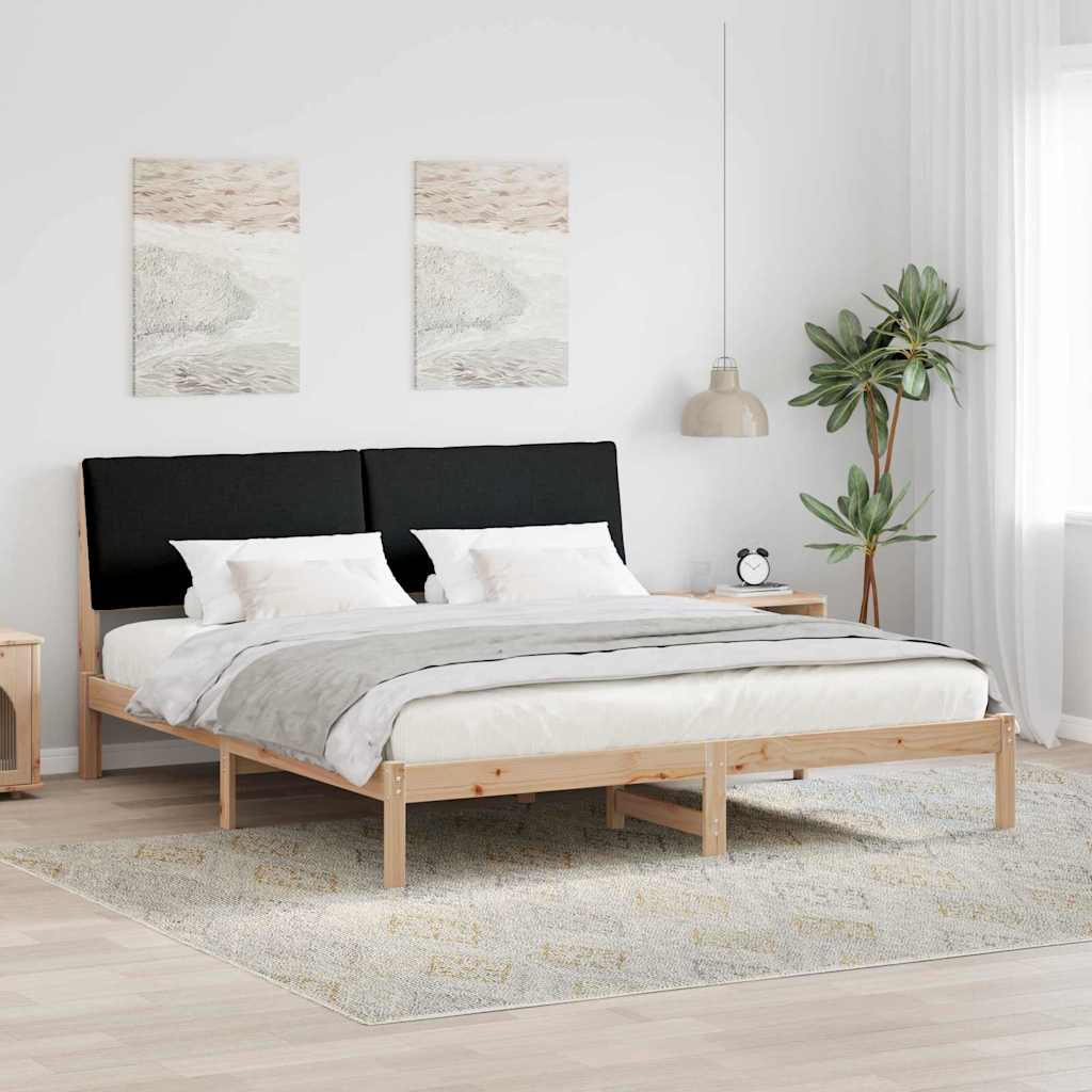 vidaXL Rama łóżka brązowo-czarny 200 x 200 cm Lite drewno sosnowe