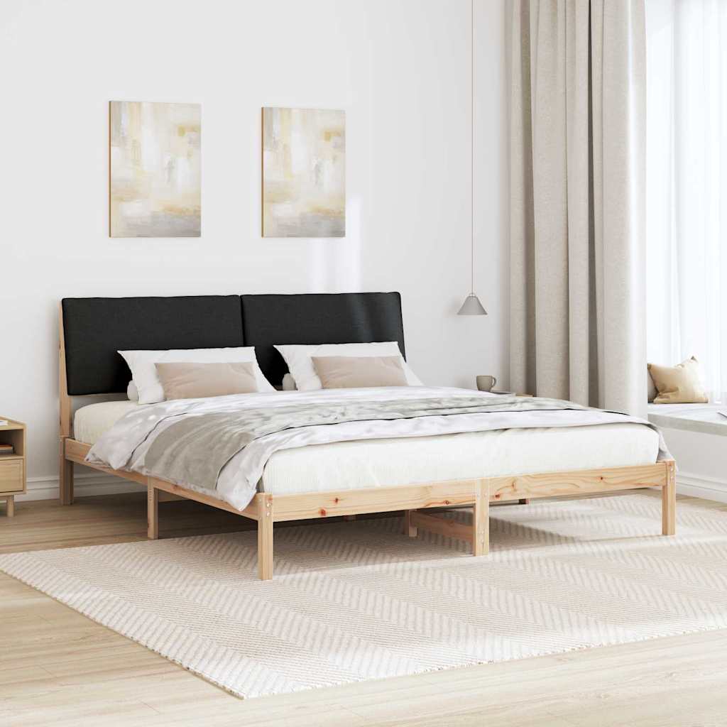 vidaXL Rama łóżka brązowo-czarny 200 x 200 cm Lite drewno sosnowe
