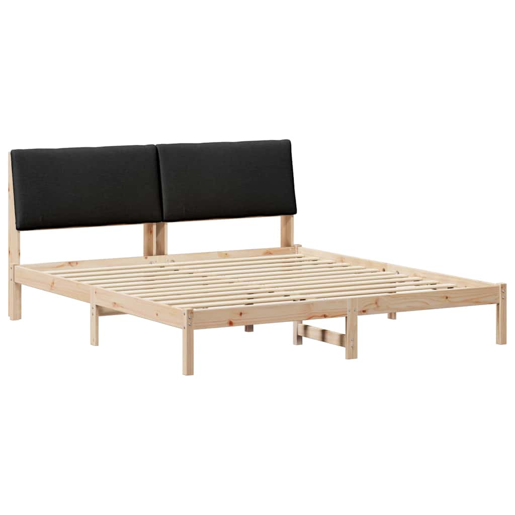 vidaXL Rama łóżka brązowo-czarny 200 x 200 cm Lite drewno sosnowe