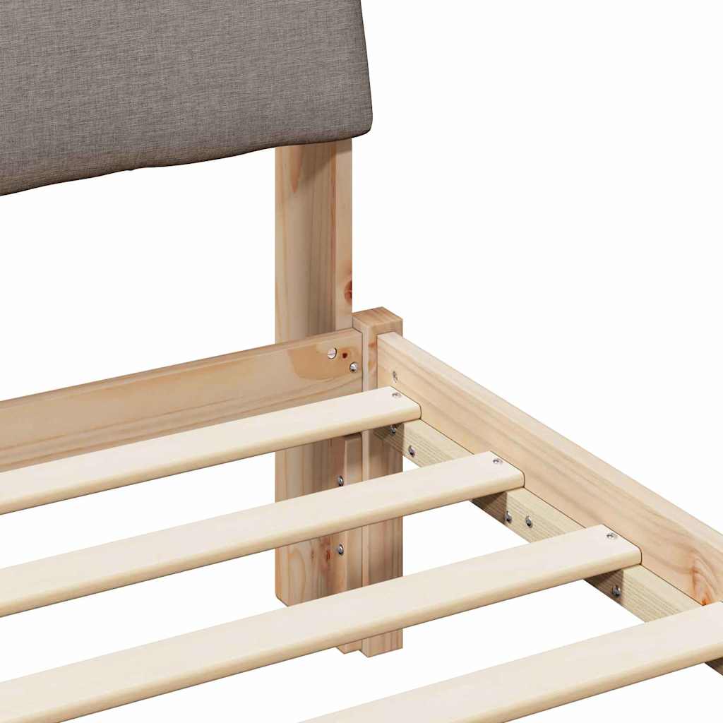 vidaXL Rama łóżka Brązowy i taupe 200 x 200 cm Lite drewno sosnowe