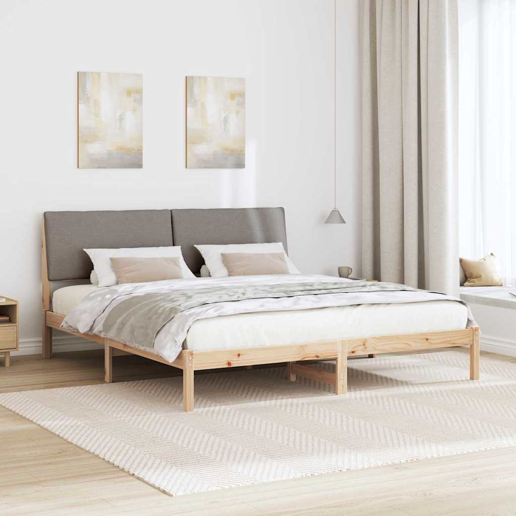 vidaXL Rama łóżka Brązowy i taupe 200 x 200 cm Lite drewno sosnowe