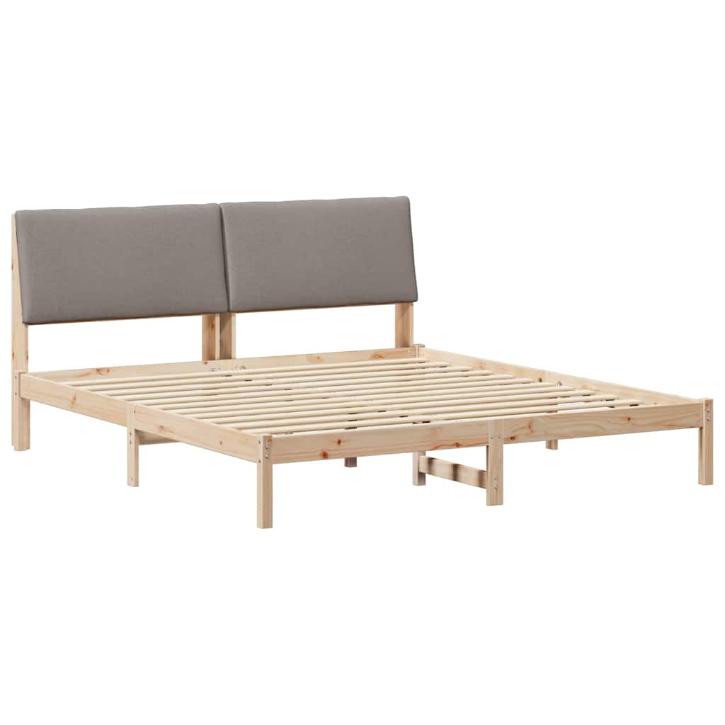 vidaXL Rama łóżka Brązowy i taupe 200 x 200 cm Lite drewno sosnowe