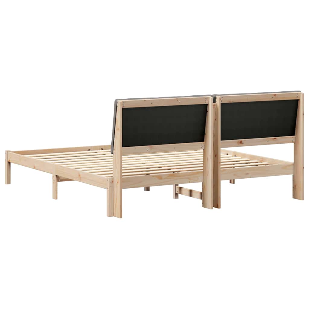 vidaXL Rama łóżka Brązowy i taupe 200 x 200 cm Lite drewno sosnowe