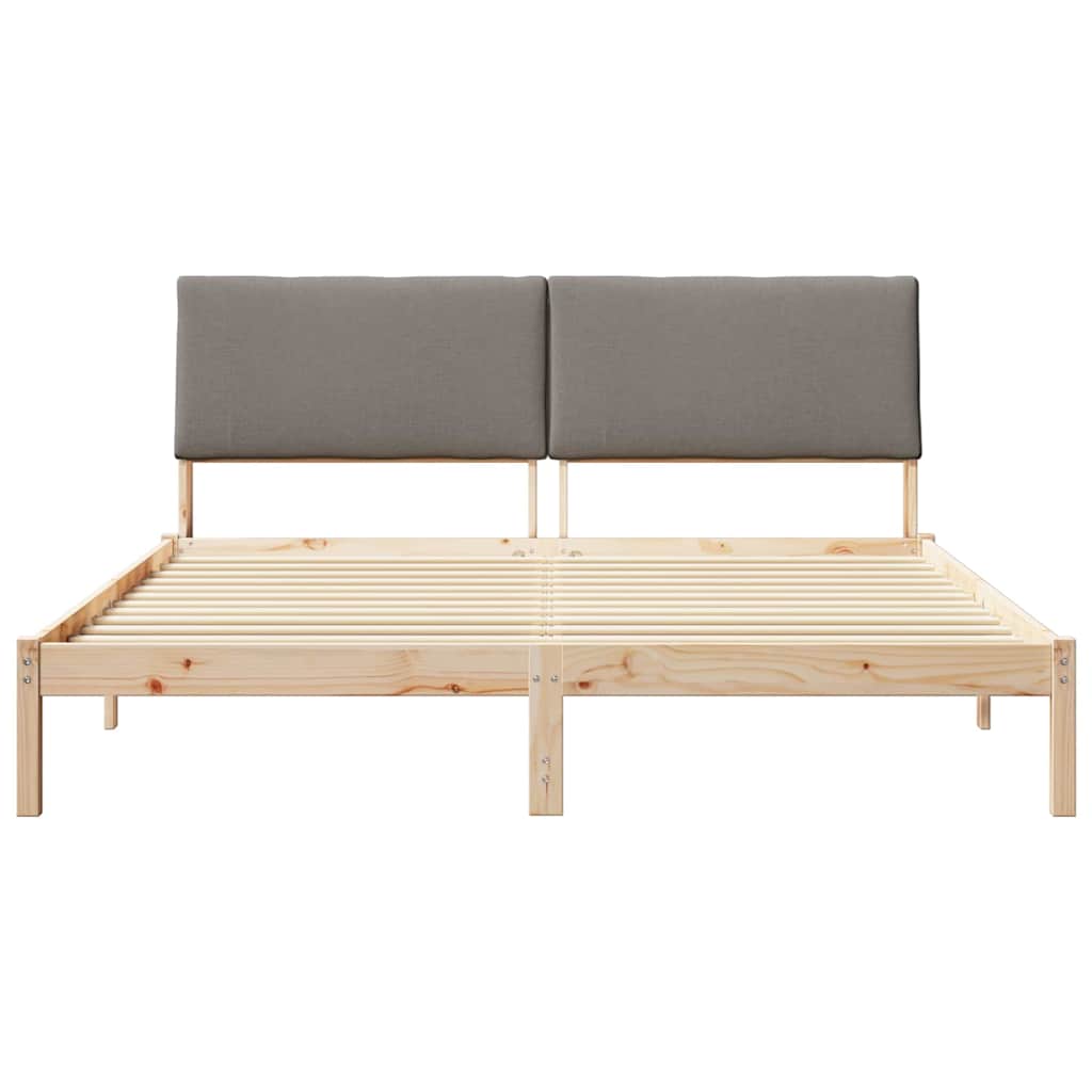 vidaXL Rama łóżka Brązowy i taupe 200 x 200 cm Lite drewno sosnowe