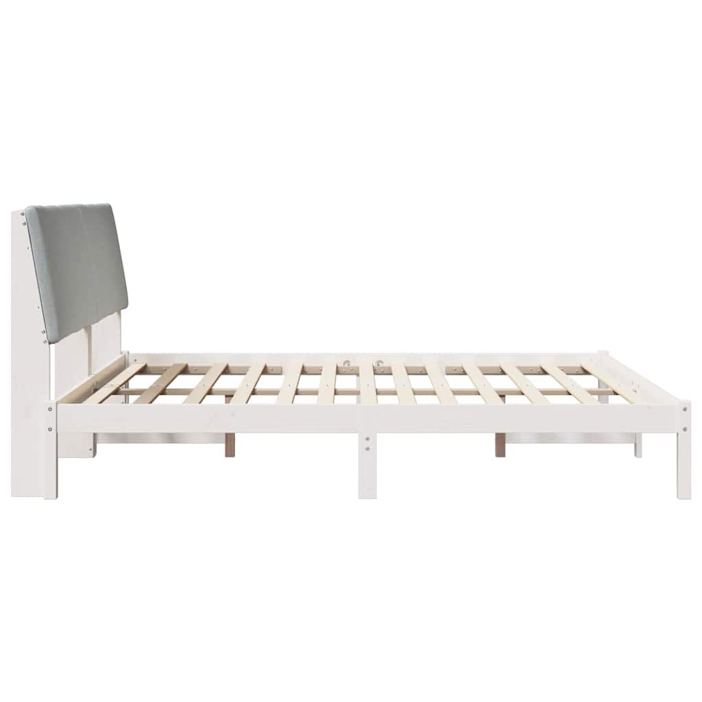 vidaXL Rama łóżka Biały i jasnoszary 200 x 200 cm Lite drewno sosnowe