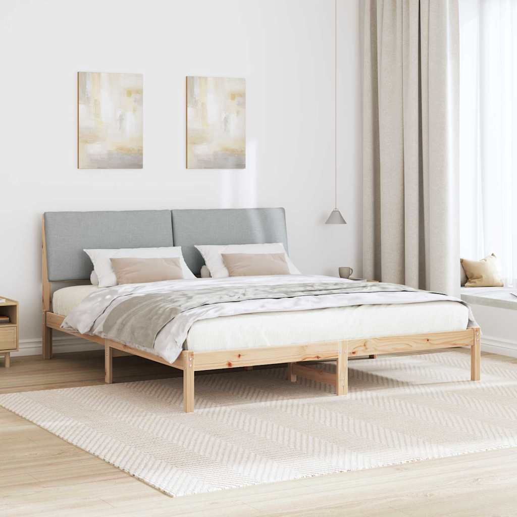 vidaXL Rama łóżka Z zagłówkiem Brązowy i jasnoszary 180 x 200 cm