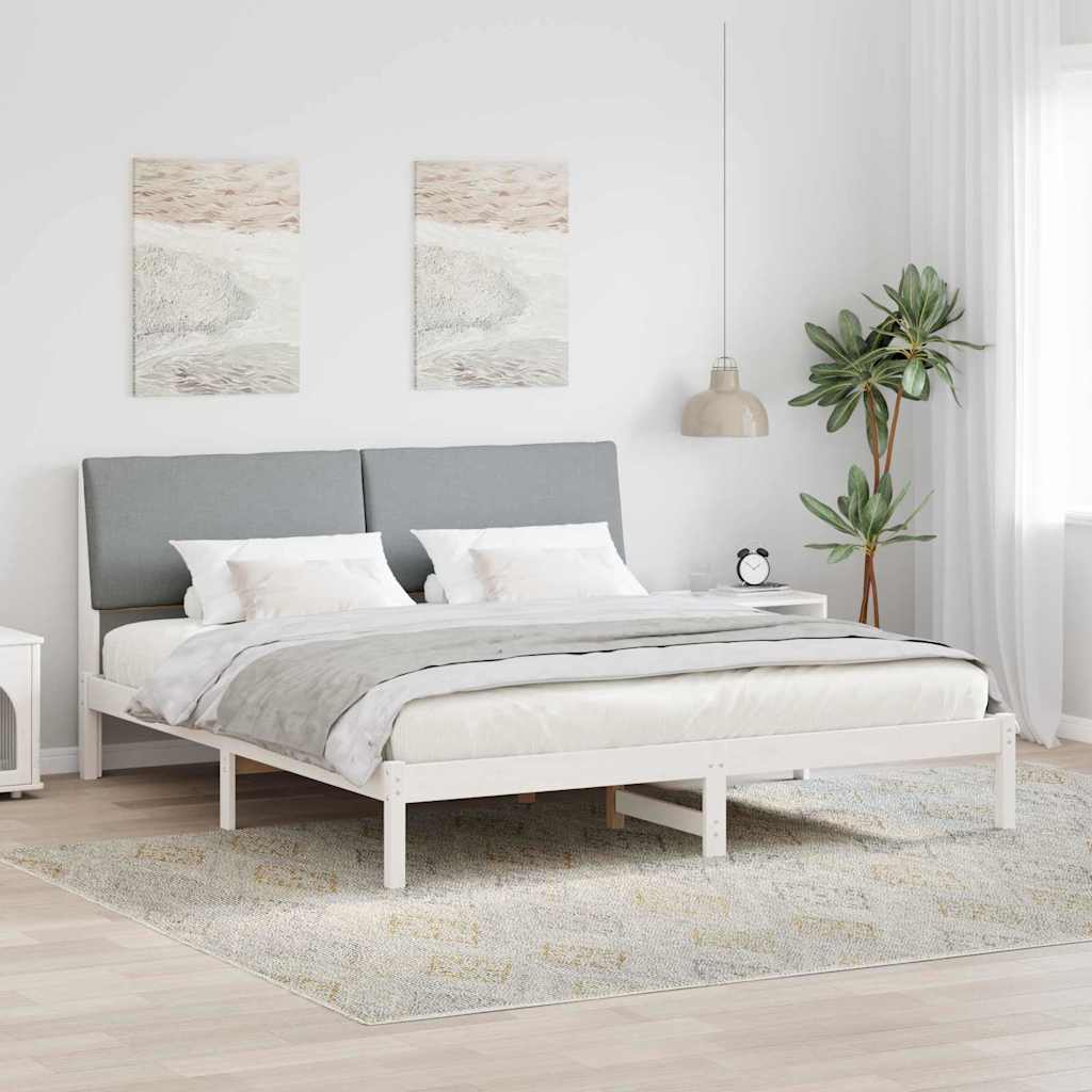 vidaXL Rama łóżka Biały i jasnoszary 180 x 200 cm Lite drewno sosnowe