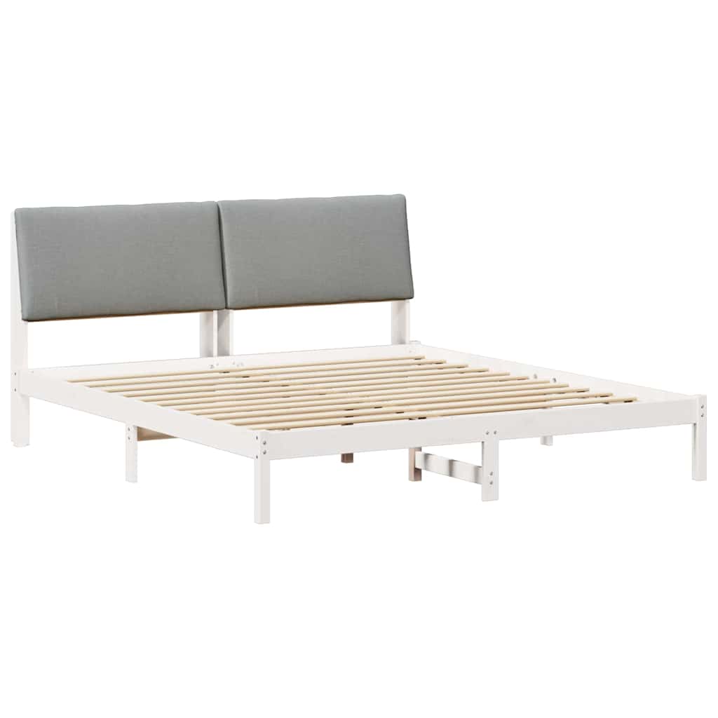 vidaXL Rama łóżka Biały i jasnoszary 180 x 200 cm Lite drewno sosnowe