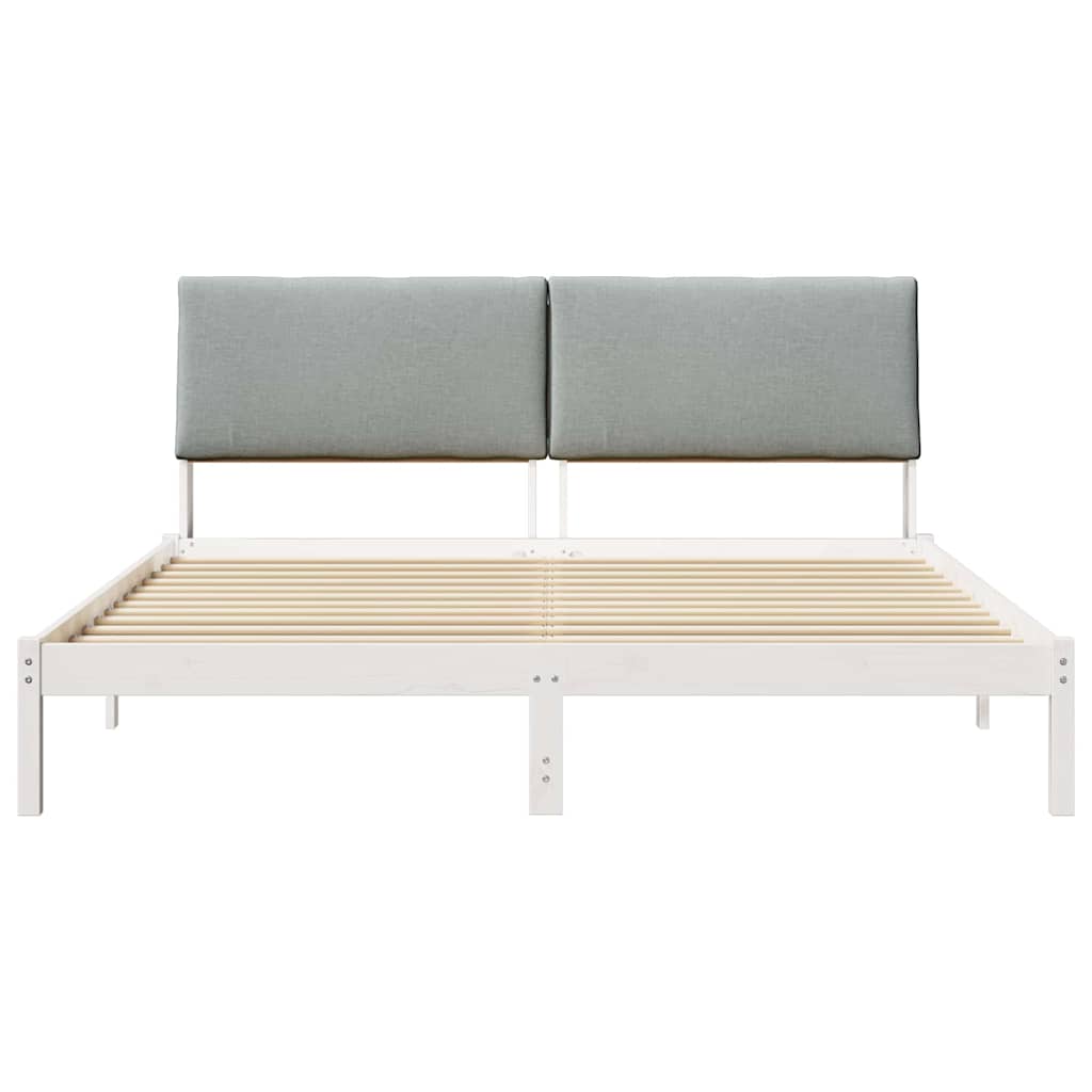 vidaXL Rama łóżka Biały i jasnoszary 180 x 200 cm Lite drewno sosnowe