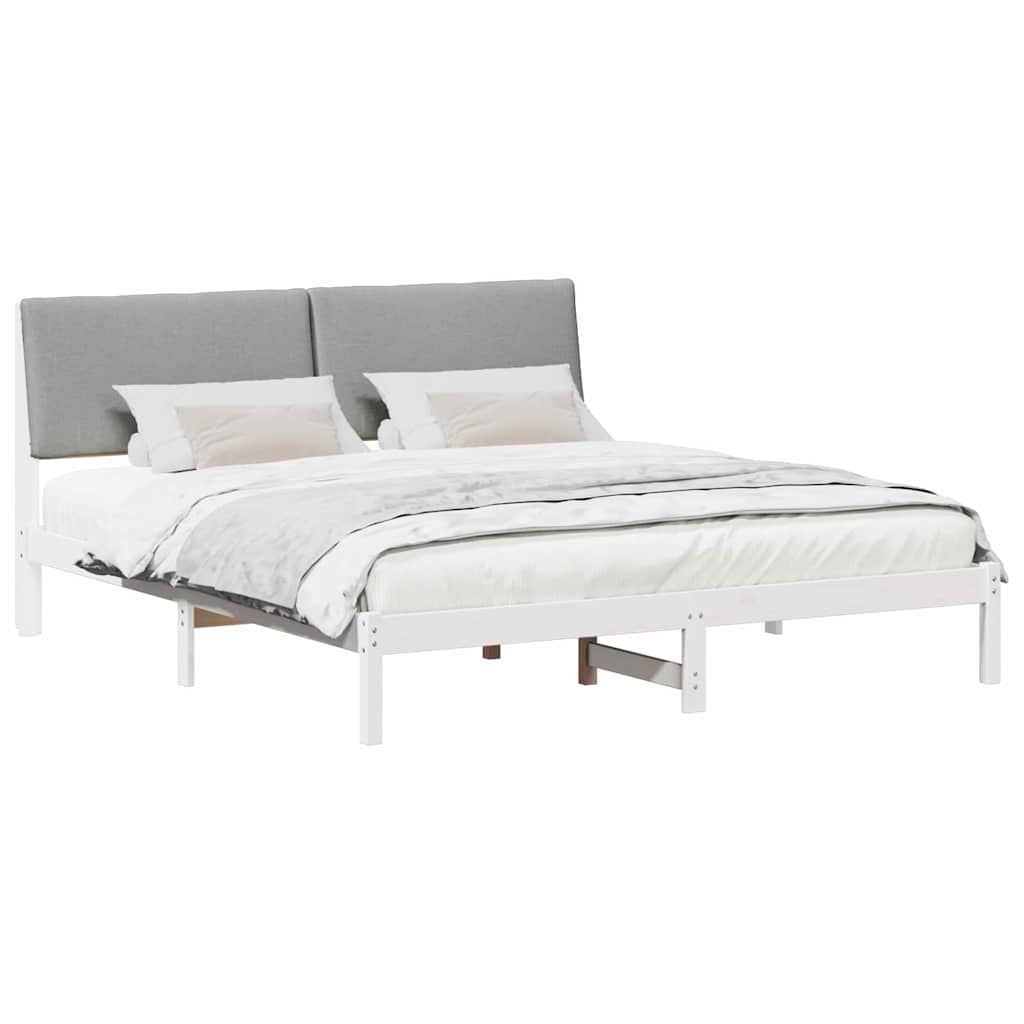 vidaXL Rama łóżka Biały i jasnoszary 180 x 200 cm Lite drewno sosnowe