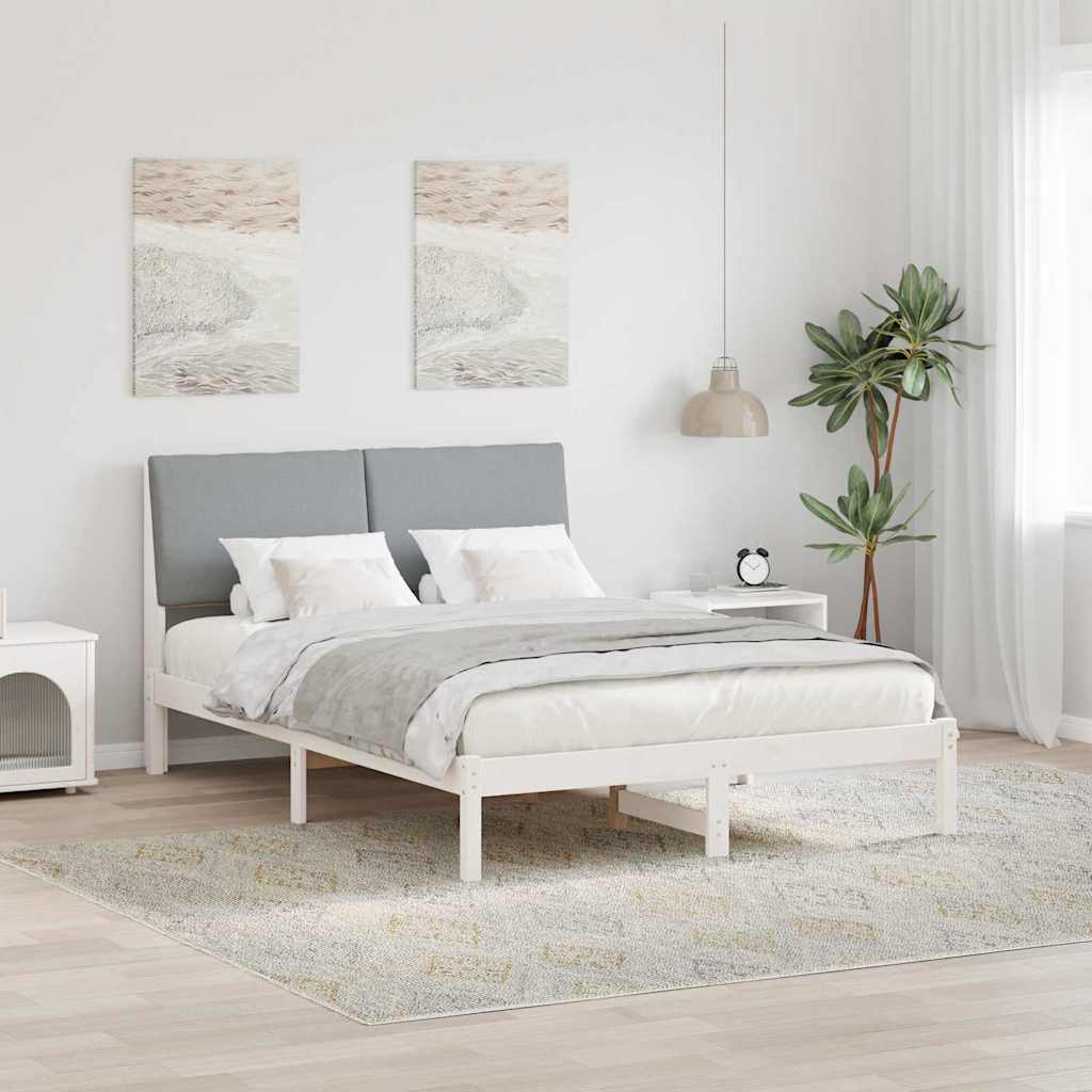 vidaXL Rama łóżka Biały i jasnoszary 160 x 200 cm Lite drewno sosnowe