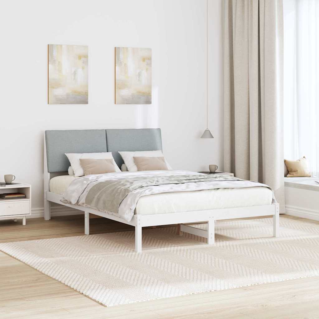 vidaXL Rama łóżka Biały i jasnoszary 160 x 200 cm Lite drewno sosnowe