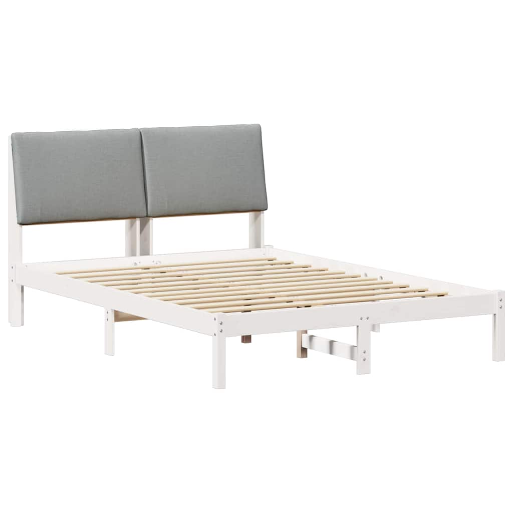 vidaXL Rama łóżka Biały i jasnoszary 160 x 200 cm Lite drewno sosnowe