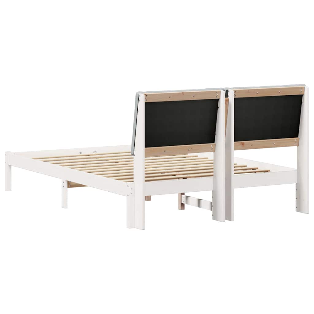 vidaXL Rama łóżka Biały i jasnoszary 160 x 200 cm Lite drewno sosnowe