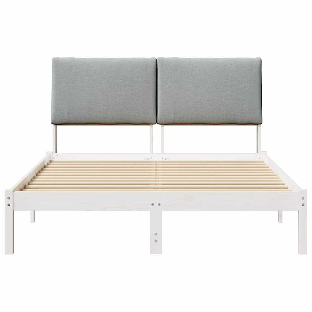 vidaXL Rama łóżka Biały i jasnoszary 160 x 200 cm Lite drewno sosnowe