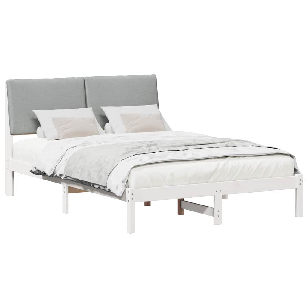 vidaXL Rama łóżka Biały i jasnoszary 160 x 200 cm Lite drewno sosnowe