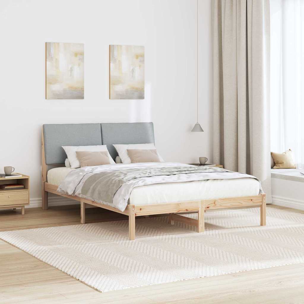 vidaXL Rama łóżka Z zagłówkiem Brązowy i jasnoszary 150 x 200 cm