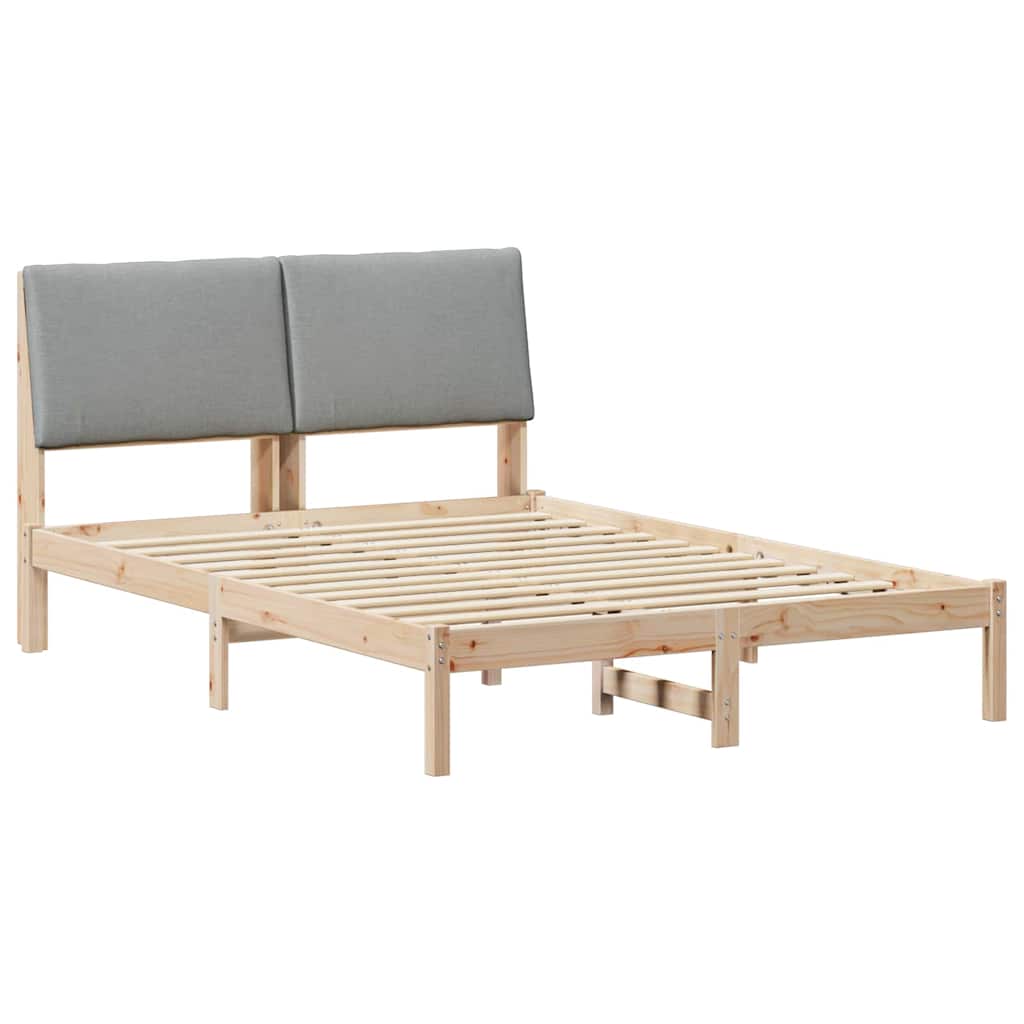 vidaXL Rama łóżka Z zagłówkiem Brązowy i jasnoszary 150 x 200 cm