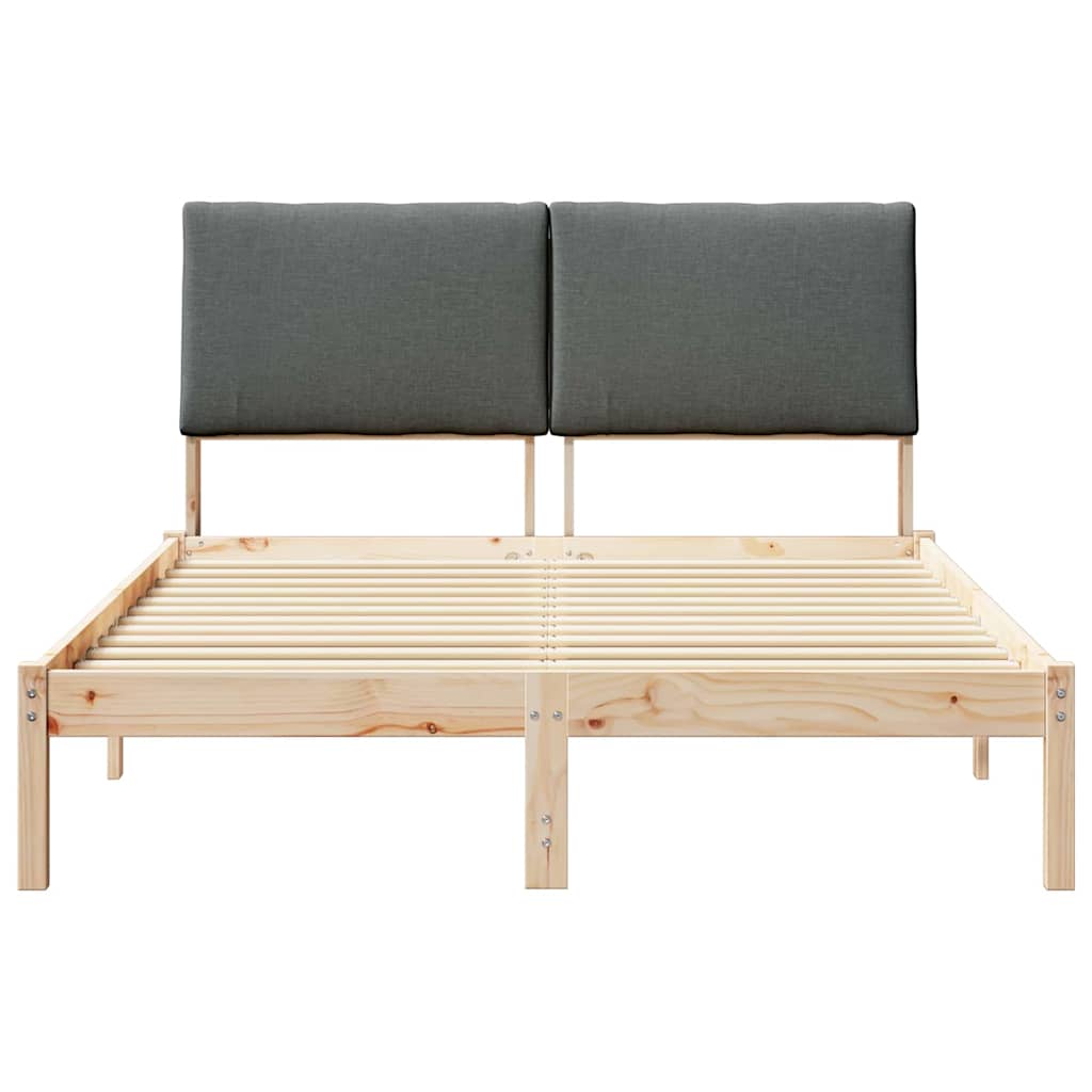 vidaXL Rama łóżka Z zagłówkiem brązowy i ciemnoszary 150 x 200 cm