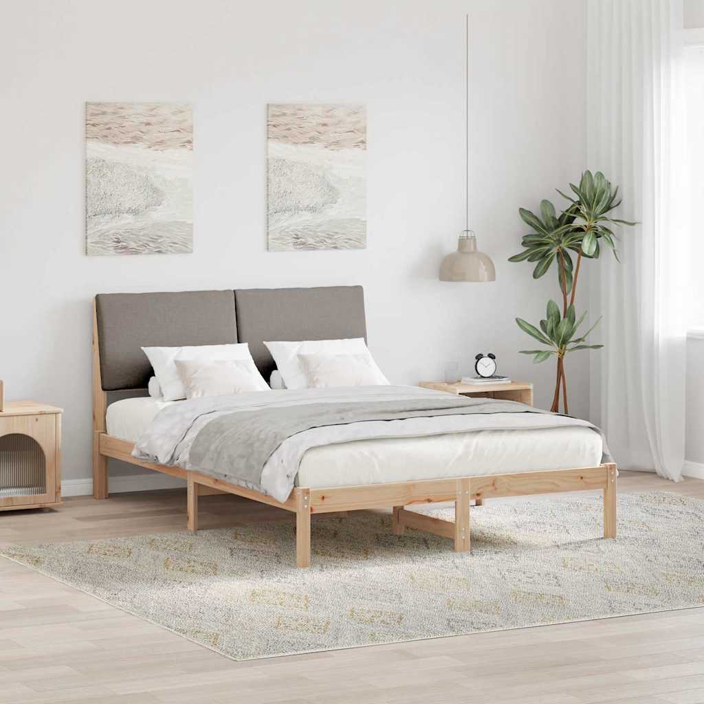 vidaXL Rama łóżka Brązowy i taupe 150 x 200 cm Lite drewno sosnowe