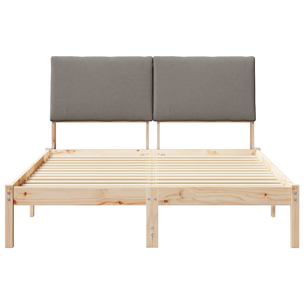 vidaXL Rama łóżka Brązowy i taupe 150 x 200 cm Lite drewno sosnowe