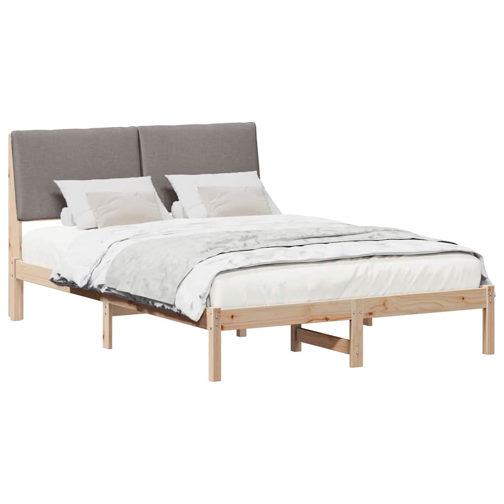 vidaXL Rama łóżka Brązowy i taupe 150 x 200 cm Lite drewno sosnowe