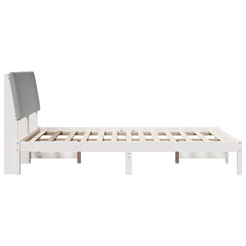 vidaXL Rama łóżka Biały i jasnoszary 150 x 200 cm Lite drewno sosnowe