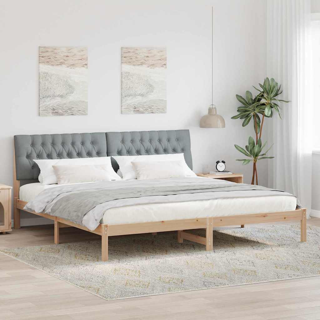 vidaXL Ramka łóżka z tapicerowanym wezgłowiem Brązowy 200 x 200 cm