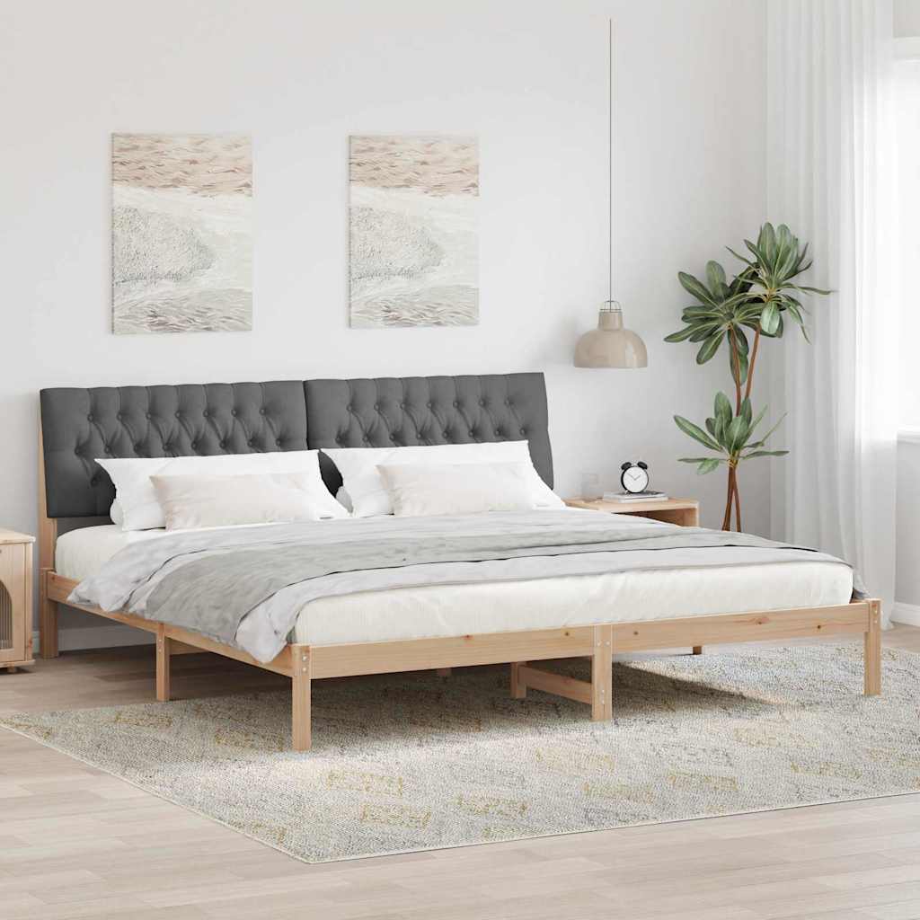 vidaXL Ramka łóżka z tapicerowanym wezgłowiem Brązowy 200 x 200 cm