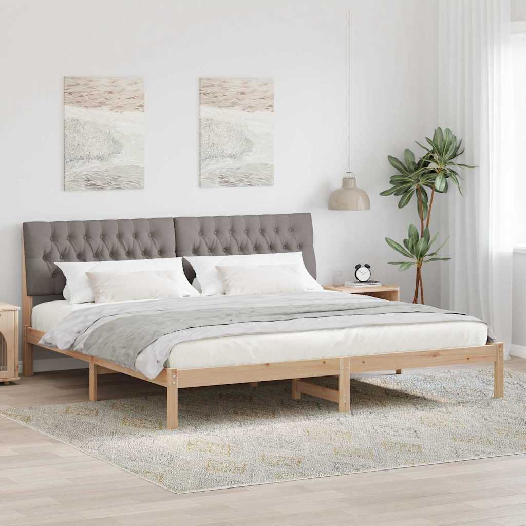 vidaXL Ramka łóżka z tapicerowanym wezgłowiem Brązowy 200 x 200 cm